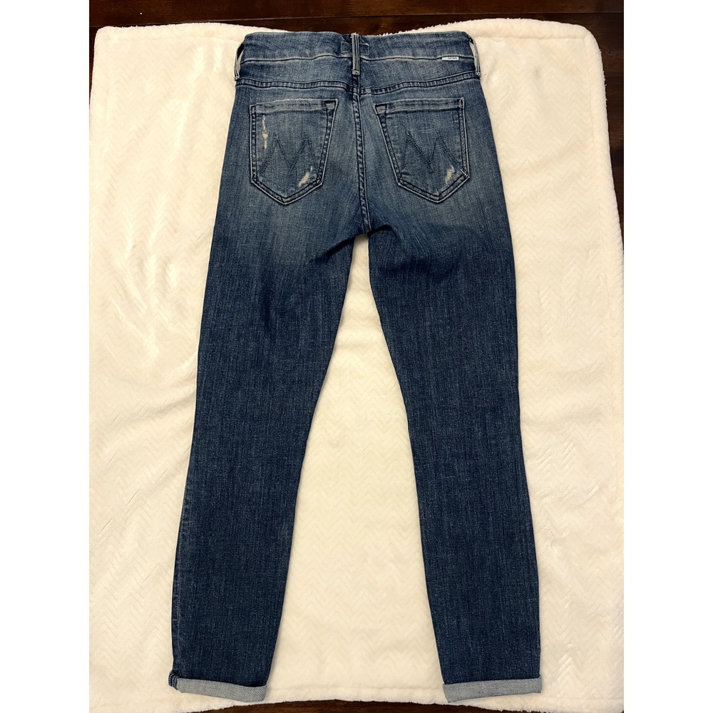 MOTHER Denim Looker Crop Gypsy Distressed Rolled Fray Hem Ankle Jean Size 24 - Picture 2 of 5